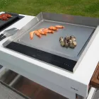 Modern Kitchen on Wheels for Outdoor Garden in Wood and Steel - Calliope Viadurini