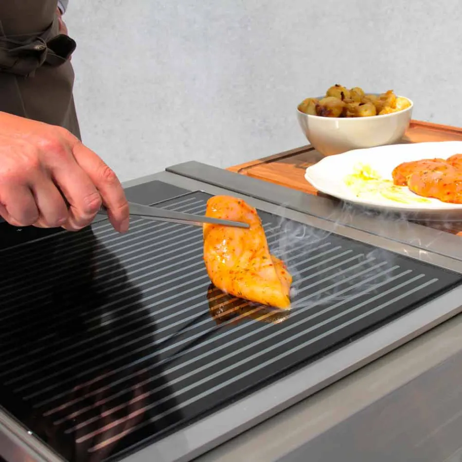 Modern Kitchen on Wheels for Outdoor Garden in Wood and Steel - Calliope Viadurini