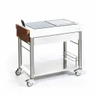 Modern Kitchen on Wheels for Outdoor Garden in Wood and Steel - Calliope Viadurini