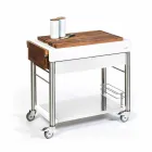 Modern Kitchen on Wheels for Outdoor Garden in Wood and Steel - Calliope Viadurini