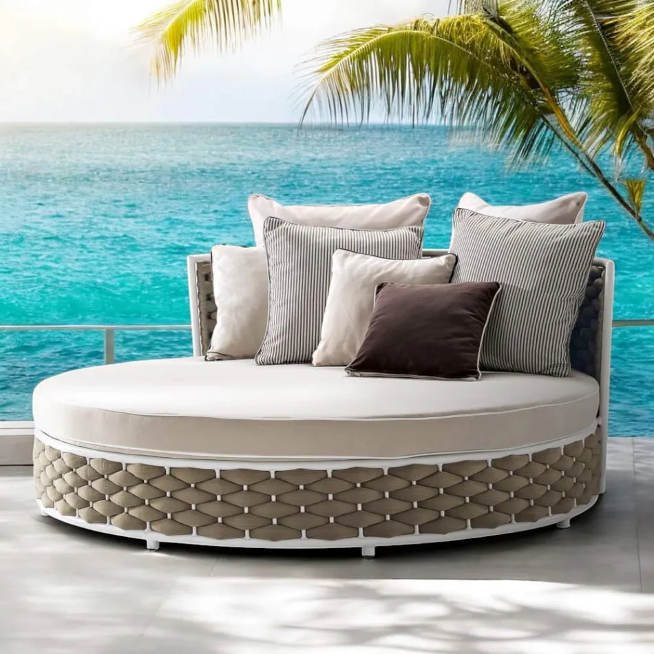 Outdoor Daybed in Aluminum and Hand Woven Fabric - Reda Viadurini