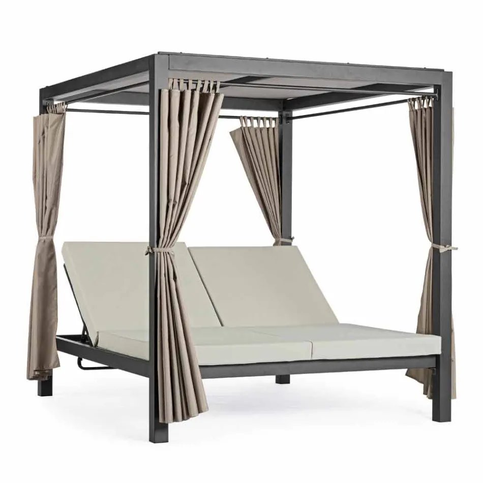 Outdoor Daybed in Textilene and Aluminum with Reclining Backrests - Anastasia Viadurini