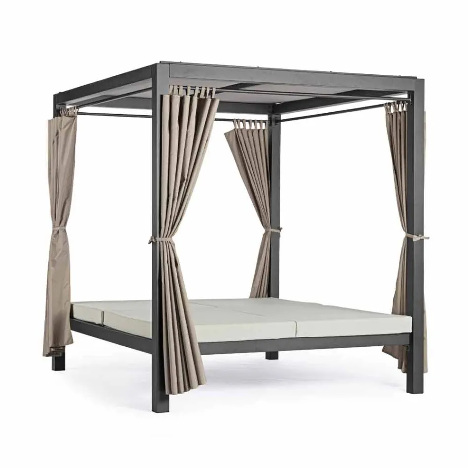 Outdoor Daybed in Textilene and Aluminum with Reclining Backrests - Anastasia Viadurini