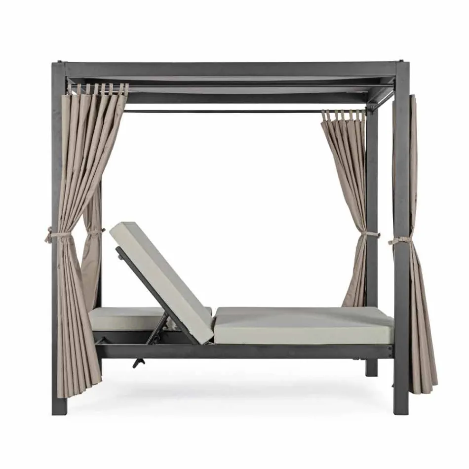 Outdoor Daybed in Textilene and Aluminum with Reclining Backrests - Anastasia Viadurini
