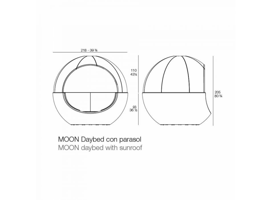 Luxury Round Design Garden Daybed with Parasol - Ulm Moon by Vondom Viadurini