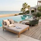 Teak, Aluminum, Rope, and Cushion Garden Daybed - Jacub Viadurini
