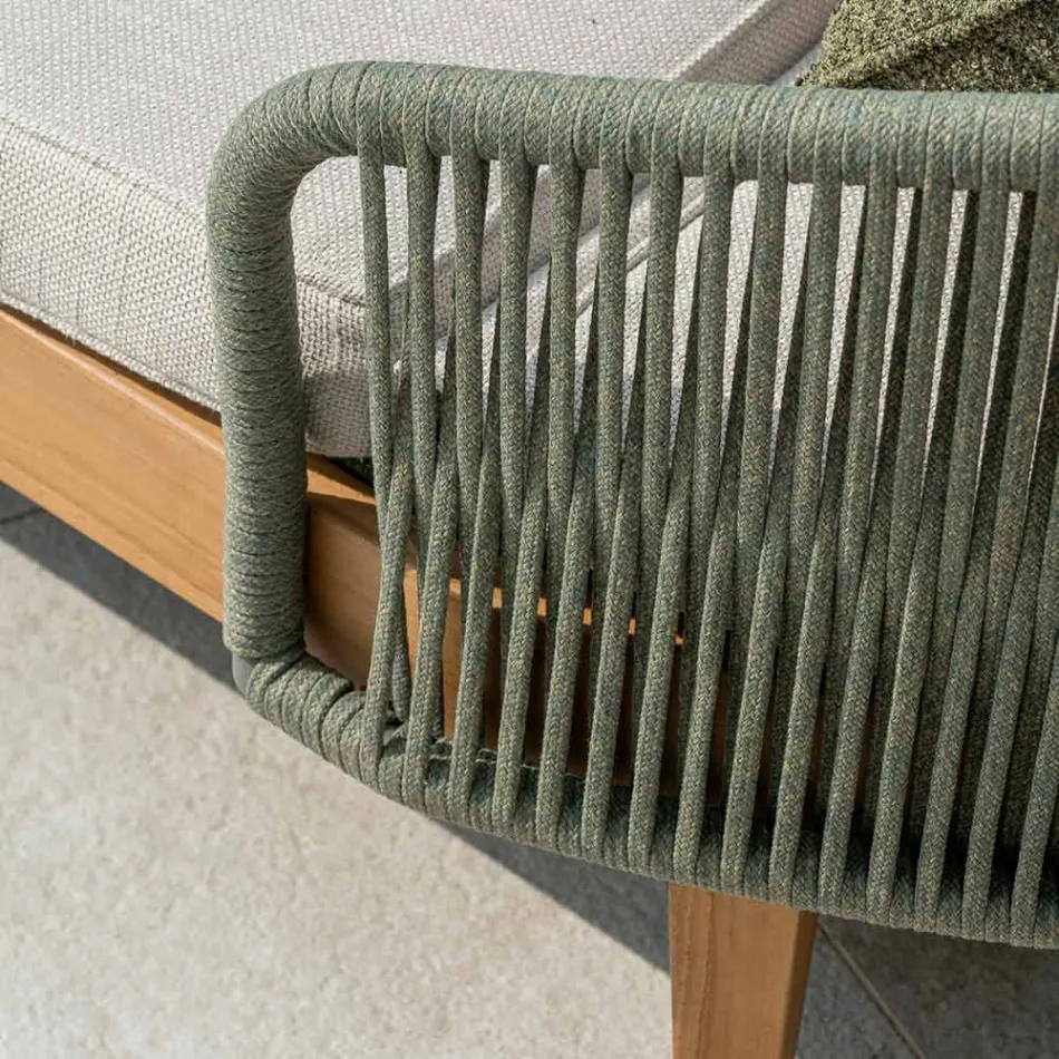 Teak, Aluminum, Rope, and Cushion Garden Daybed - Jacub Viadurini