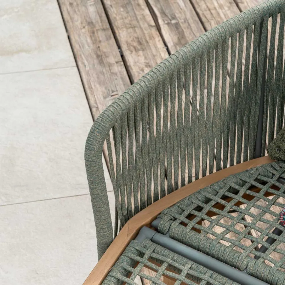 Teak, Aluminum, Rope, and Cushion Garden Daybed - Jacub Viadurini