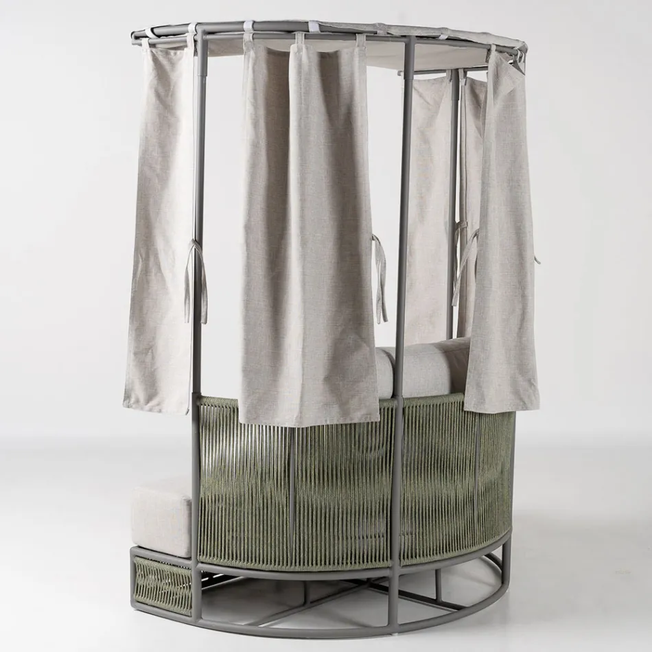 Teak, Aluminum, ROPE+ Rope Garden Daybed with Cushions - Arcangelo Viadurini