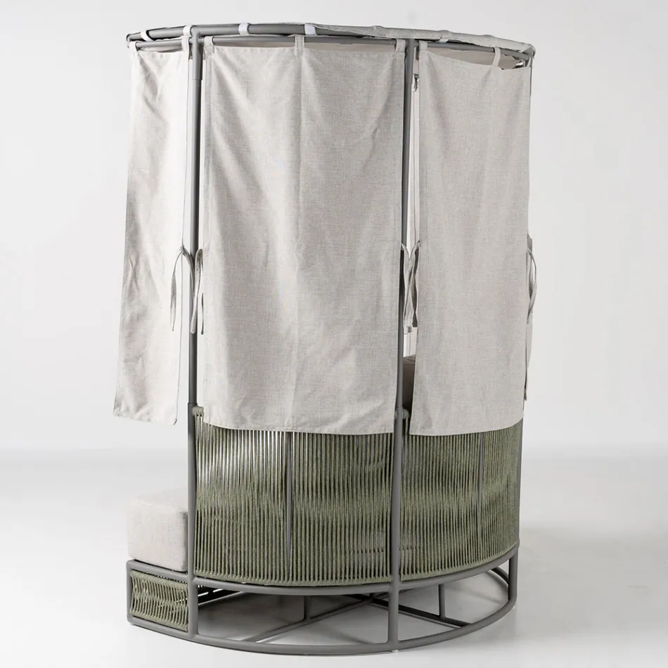 Teak, Aluminum, ROPE+ Rope Garden Daybed with Cushions - Arcangelo Viadurini