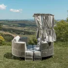 Teak, Aluminum, ROPE+ Rope Garden Daybed with Cushions - Arcangelo Viadurini