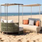 Teak, Aluminum, ROPE+ Rope Garden Daybed with Cushions - Arcangelo Viadurini