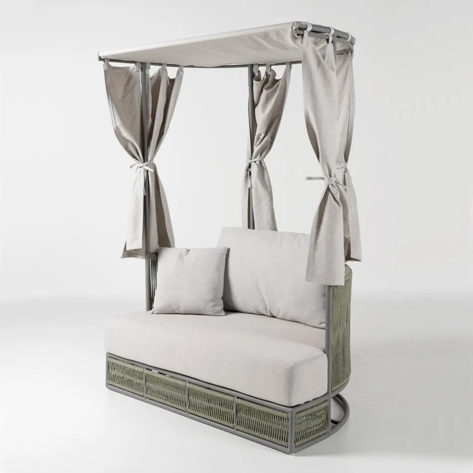 Teak, Aluminum, ROPE+ Rope Garden Daybed with Cushions - Arcangelo Viadurini