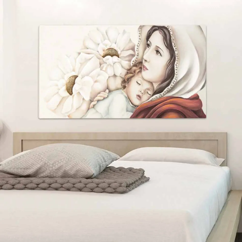 modern mother painting with child in gold leaf decorations Scott Viadurini