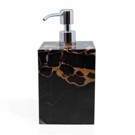 Square Design Bathroom Liquid Soap Dispenser in Portoro Marble - Maelissa Viadurini