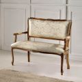 2 Seater Sofa in Light Beige and Gold Flower Fabric Made in Italy - Stone