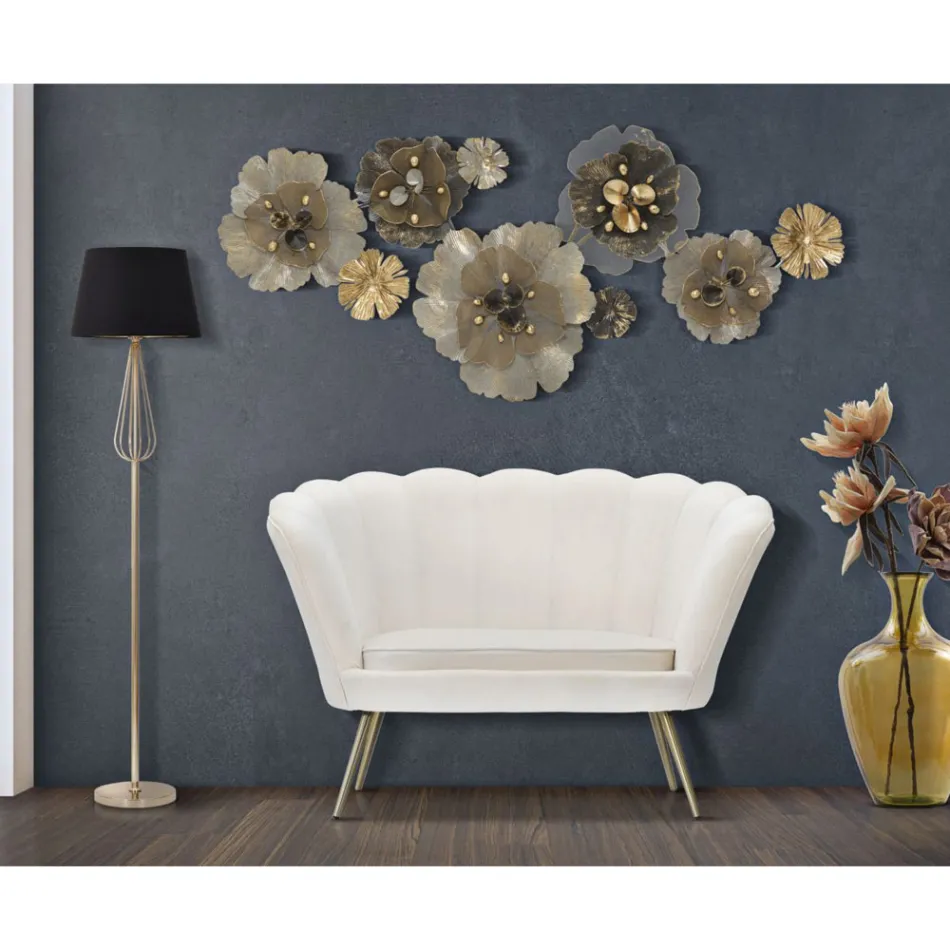 Modern 2 Seater Sofa in Velvet with Golden Iron Feet - Annina Viadurini