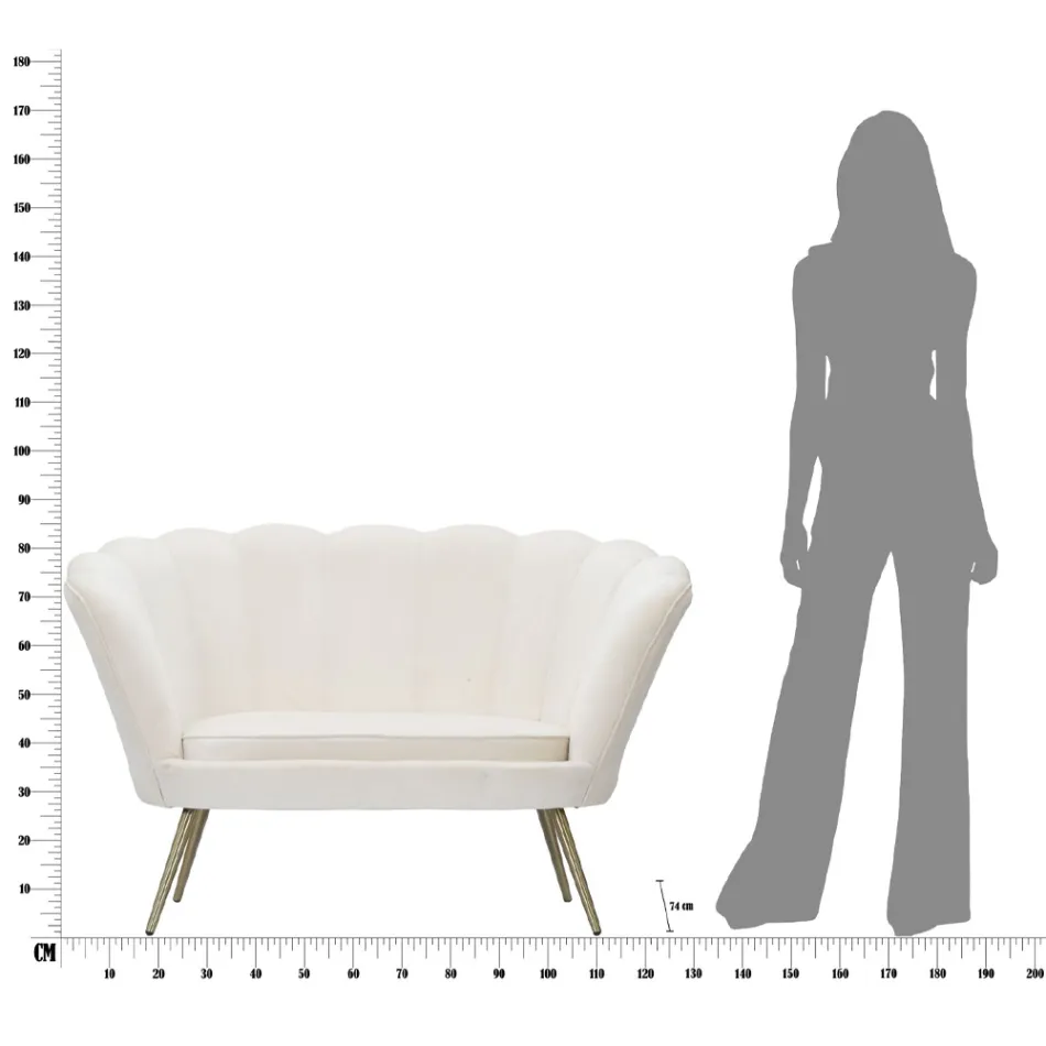 Modern 2 Seater Sofa in Velvet with Golden Iron Feet - Annina Viadurini