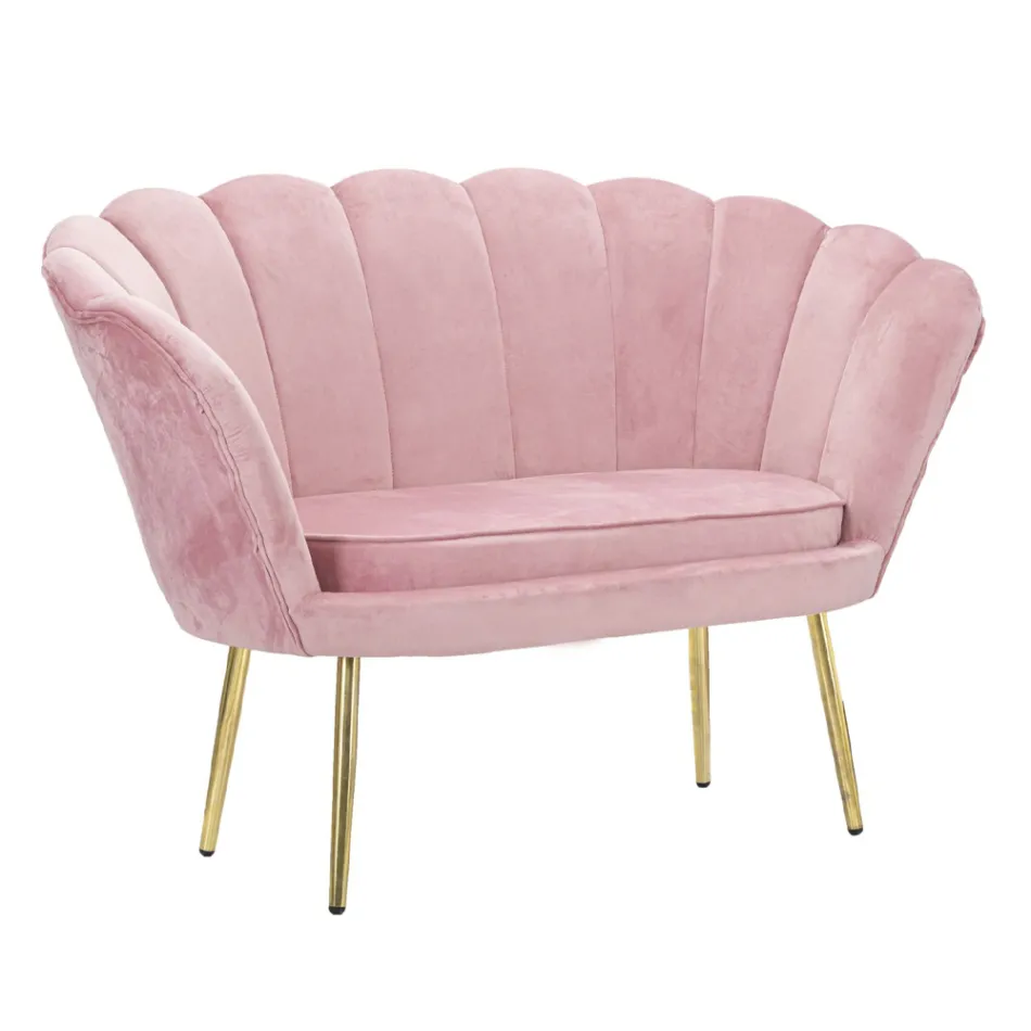 Modern 2 Seater Sofa in Velvet with Golden Iron Feet - Annina Viadurini