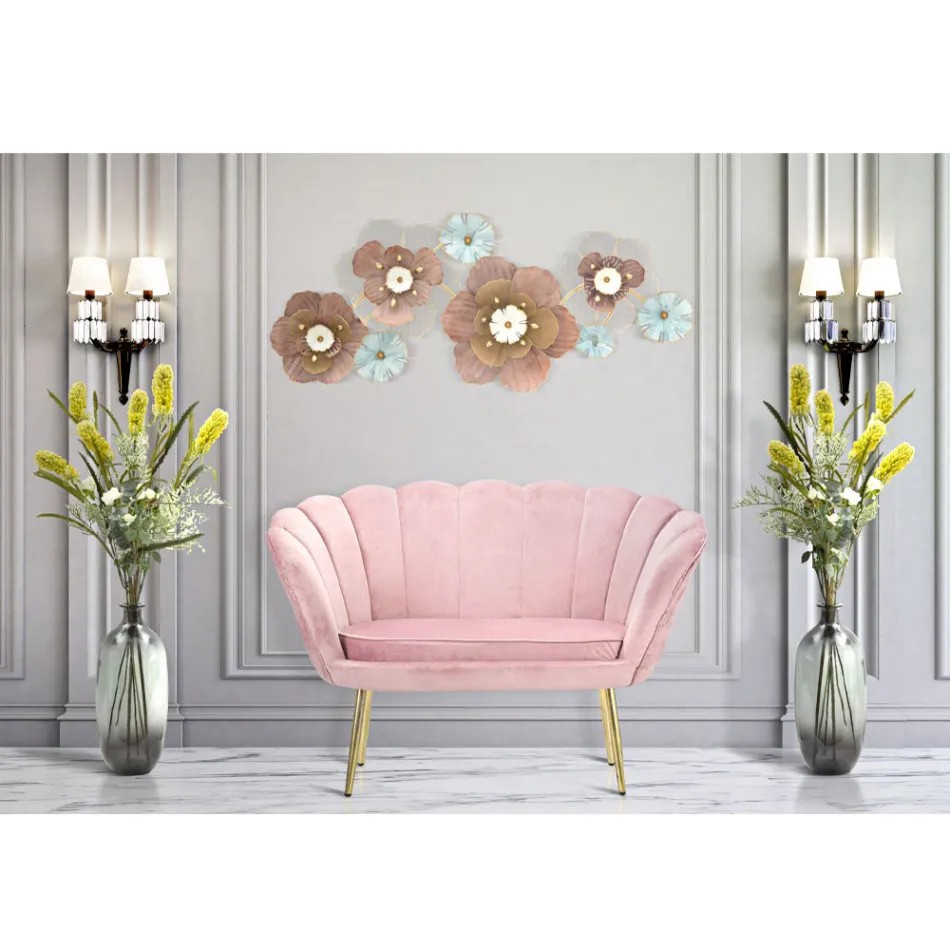 Modern 2 Seater Sofa in Velvet with Golden Iron Feet - Annina Viadurini