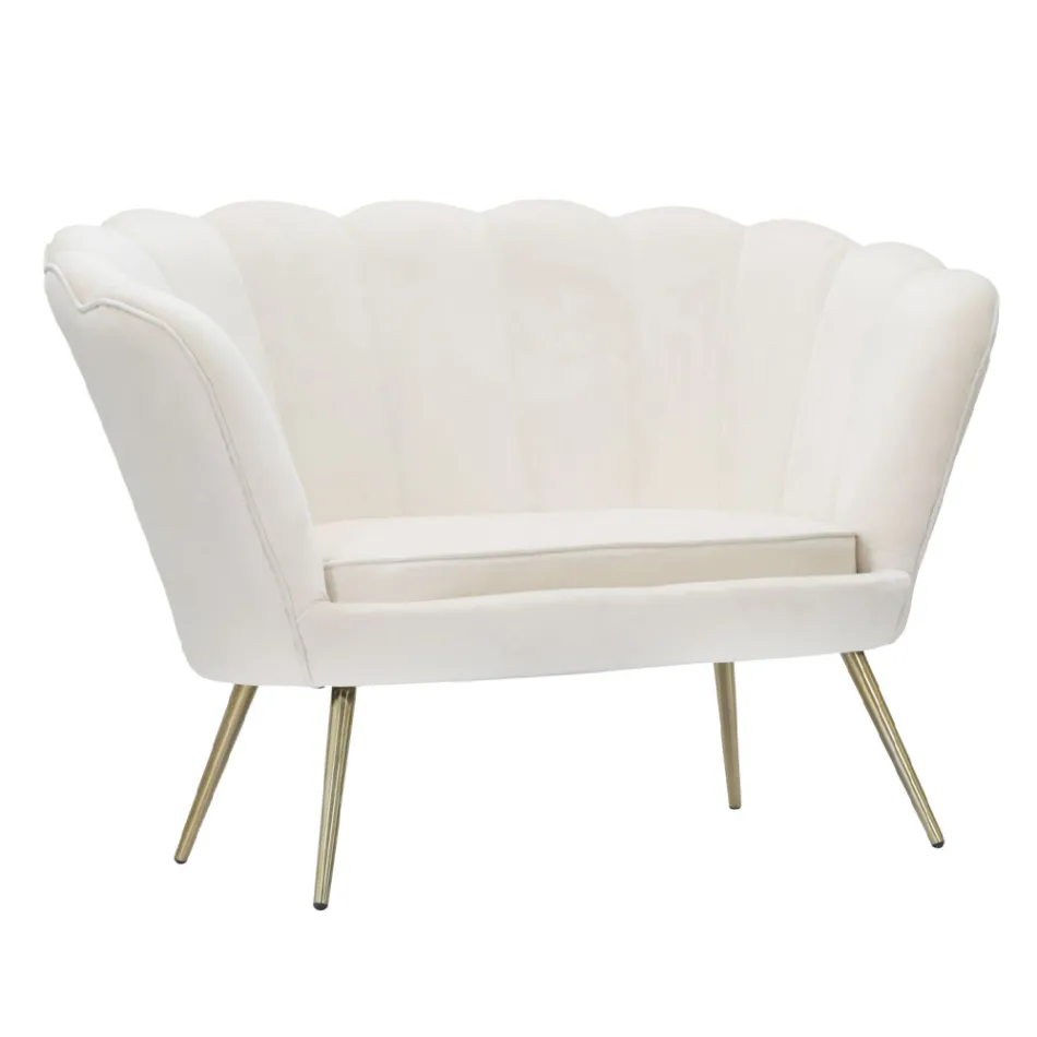 Modern 2 Seater Sofa in Velvet with Golden Iron Feet - Annina Viadurini