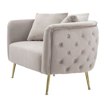 2 Seater Sofa Upholstered in Velvet with Iron Feet - Annetta