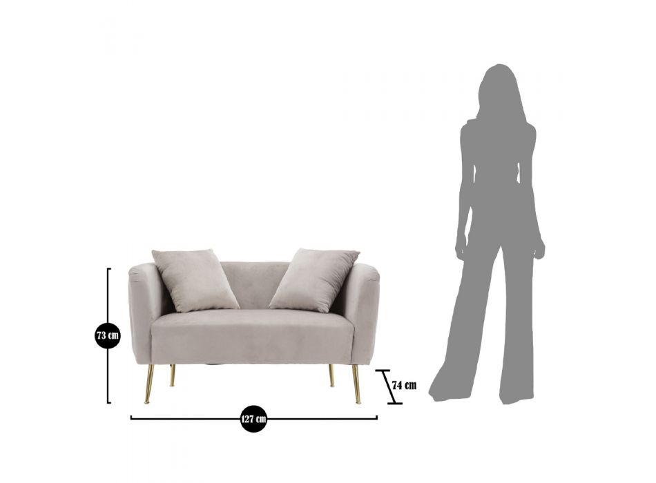 2 Seater Sofa Upholstered in Velvet with Iron Feet - Annetta Viadurini