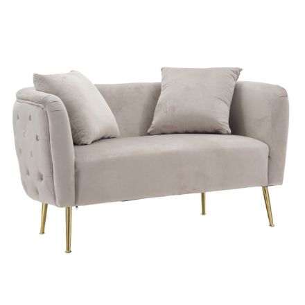 2 Seater Sofa Upholstered in Velvet with Iron Feet - Annetta Viadurini