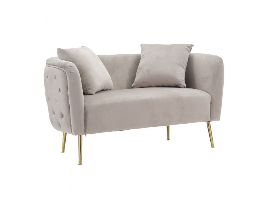 2 Seater Sofa Upholstered in Velvet with Iron Feet - Annetta