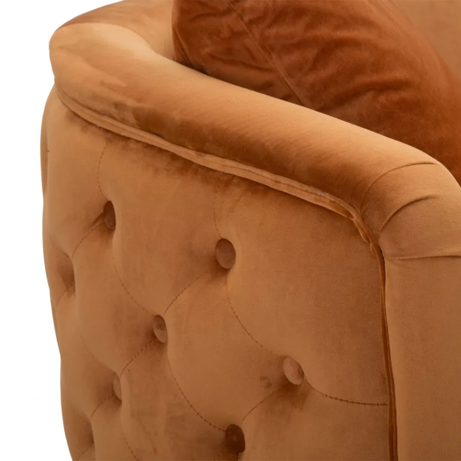 Two-Seater Sofa in Designer Velvet, Wood and Iron Structure - Renita Viadurini