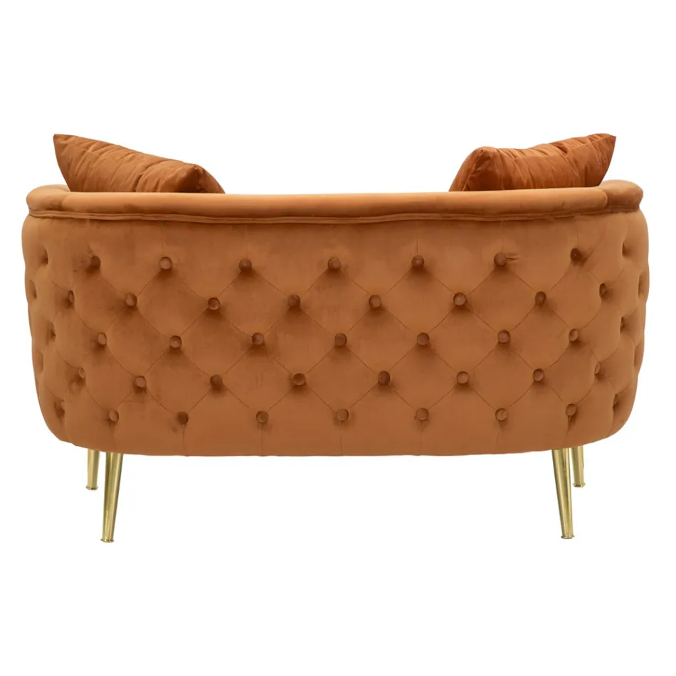 Two-Seater Sofa in Designer Velvet, Wood and Iron Structure - Renita Viadurini