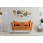 Two-Seater Sofa in Designer Velvet, Wood and Iron Structure - Renita Viadurini