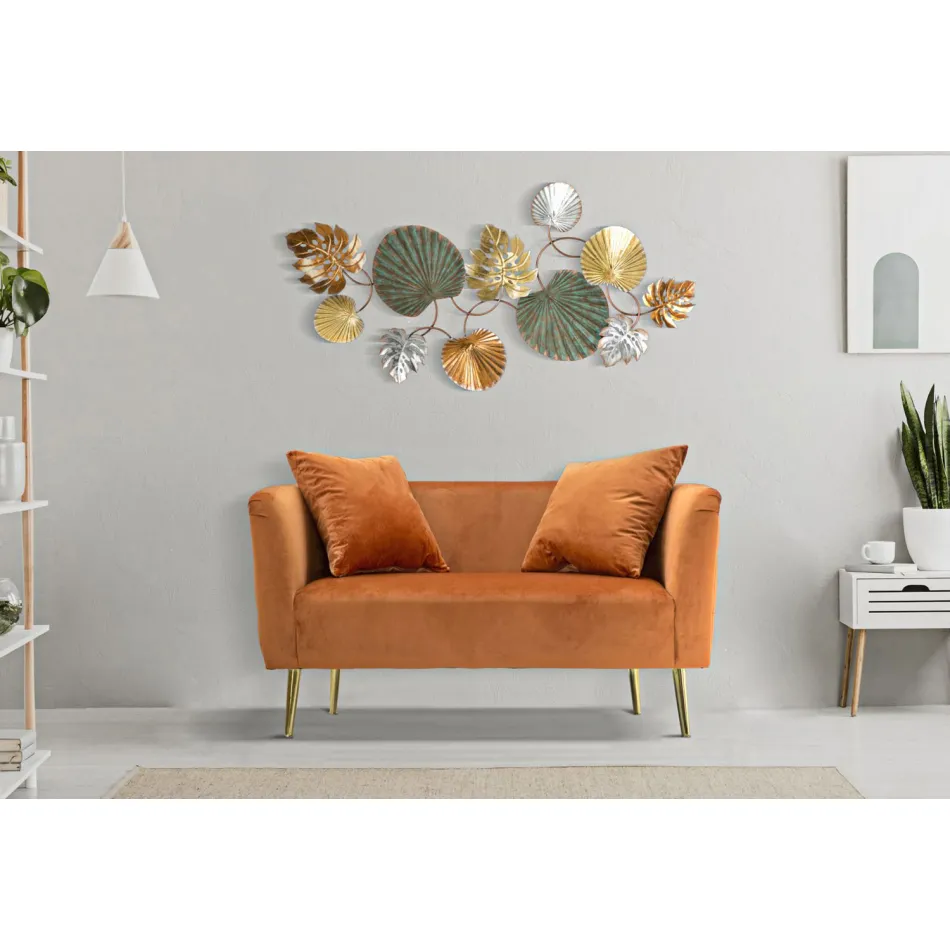 Two-Seater Sofa in Designer Velvet, Wood and Iron Structure - Renita Viadurini