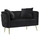 Two-Seater Sofa in Designer Velvet, Wood and Iron Structure - Renita Viadurini