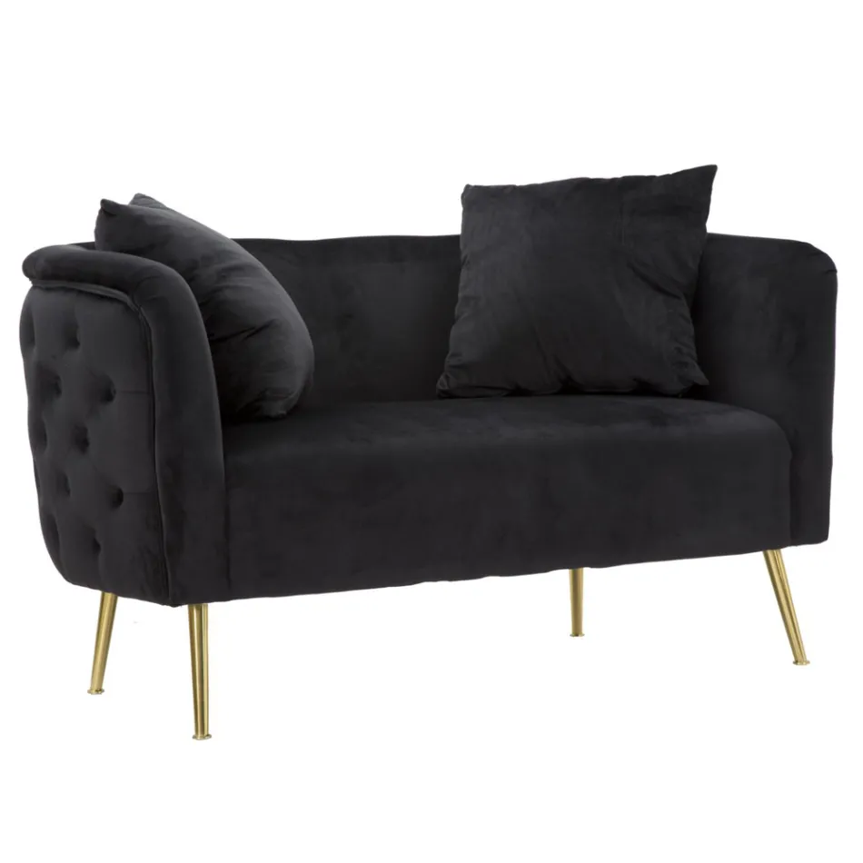 Two-Seater Sofa in Designer Velvet, Wood and Iron Structure - Renita Viadurini