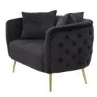 Two-Seater Sofa in Designer Velvet, Wood and Iron Structure - Renita Viadurini