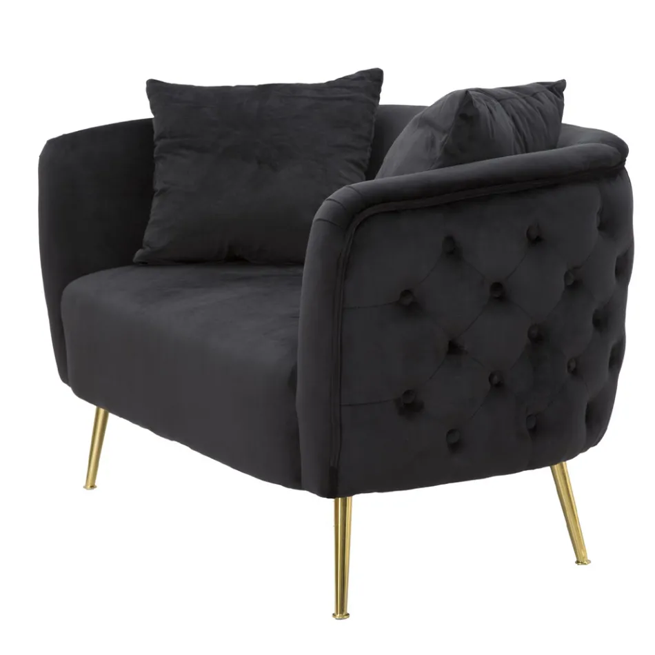 Two-Seater Sofa in Designer Velvet, Wood and Iron Structure - Renita Viadurini