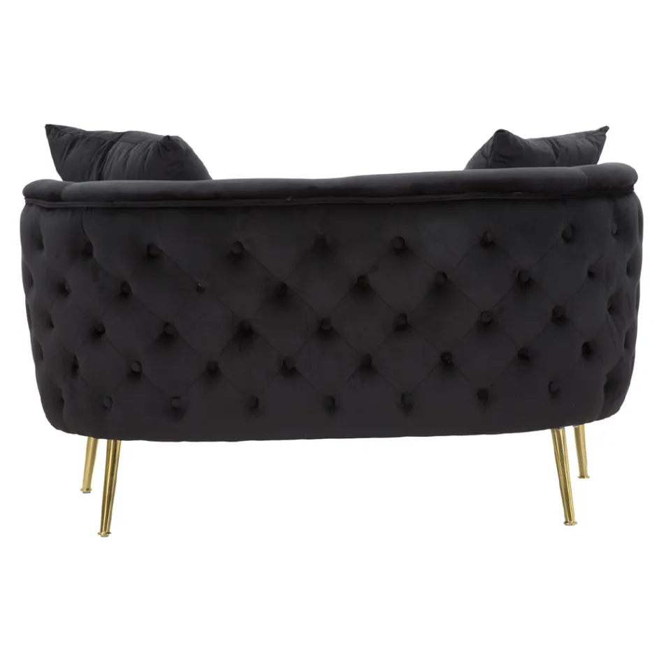 Two-Seater Sofa in Designer Velvet, Wood and Iron Structure - Renita Viadurini