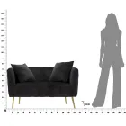 Two-Seater Sofa in Designer Velvet, Wood and Iron Structure - Renita Viadurini