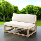 Outdoor Sofa in Natural Teak and Cushions - Circe Viadurini