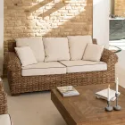 2 or 3 Seater Outdoor Sofa in Abaca with Cushions - Lagertha Viadurini