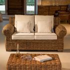2 or 3 Seater Outdoor Sofa in Abaca with Cushions - Lagertha Viadurini
