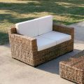 2 Seater Sofa with Banana Weave Structure and Ecru Cushions - Dish