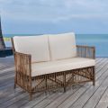 2-Seater Outdoor and Indoor Sofa in Rattan and Cushions in 100% Cotton - Boire