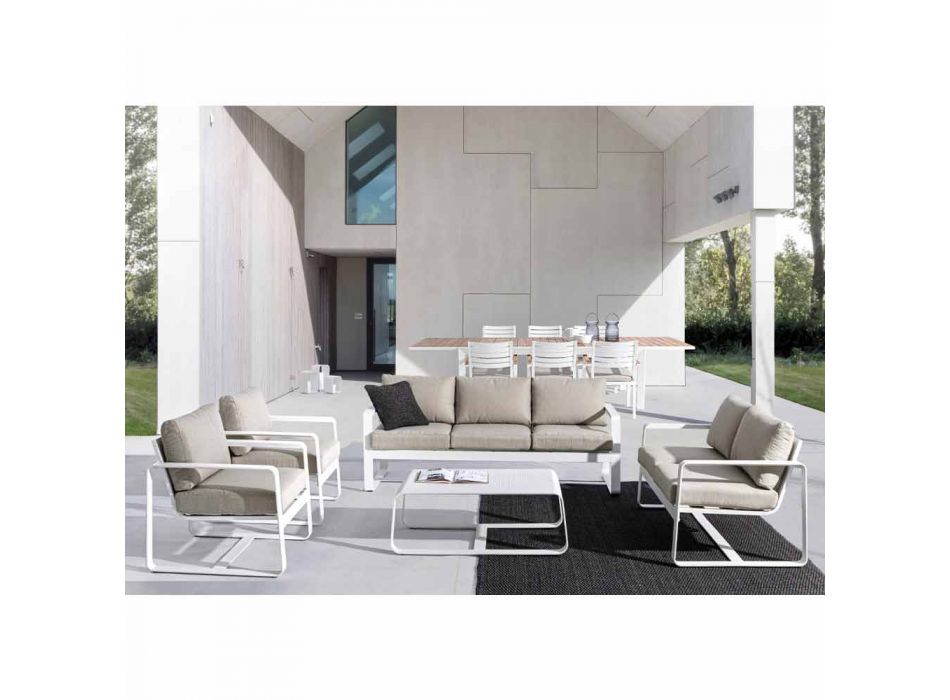 2 Seater Outdoor Sofa in Aluminum with Fabric Cushions - Mirea