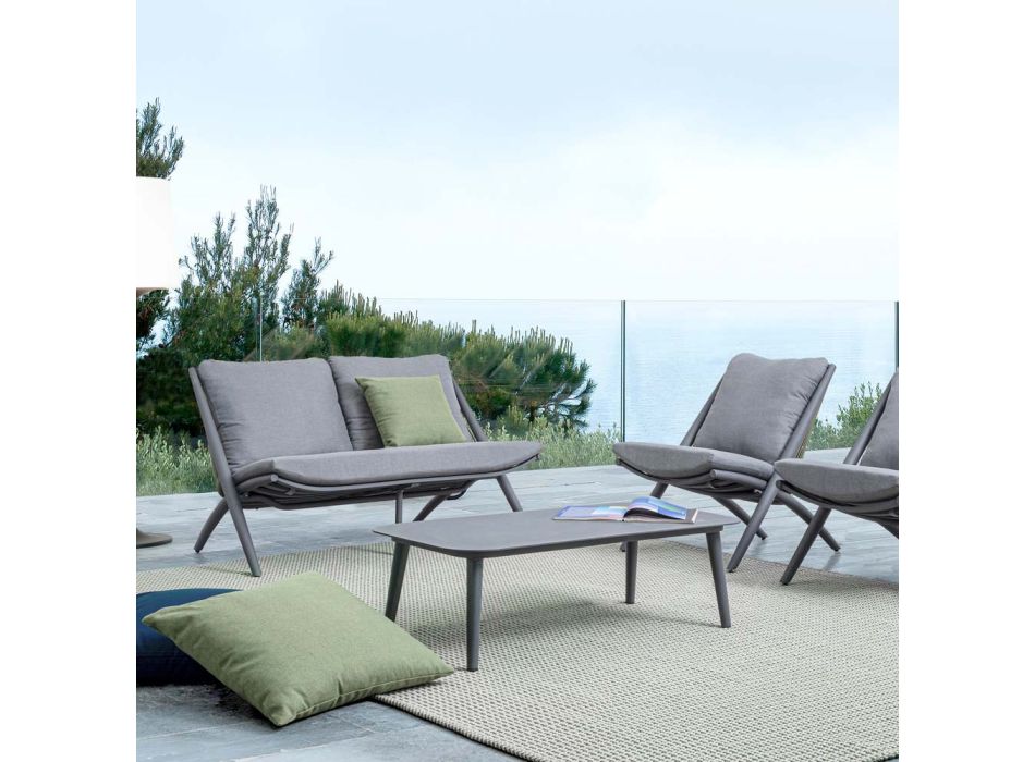 2 Seater Outdoor Sofa in Aluminum and Rope with Homemotion Cushions - Gillian