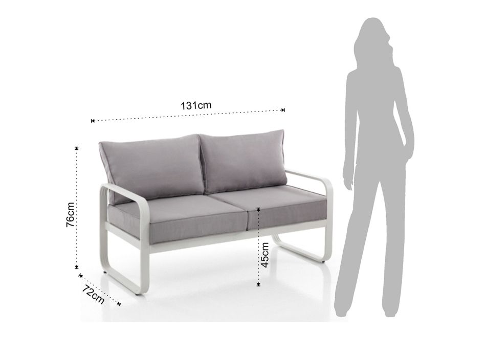 2-Seater Outdoor Sofa in Aluminum and Cushions Covered in Polyester - Avoir Viadurini