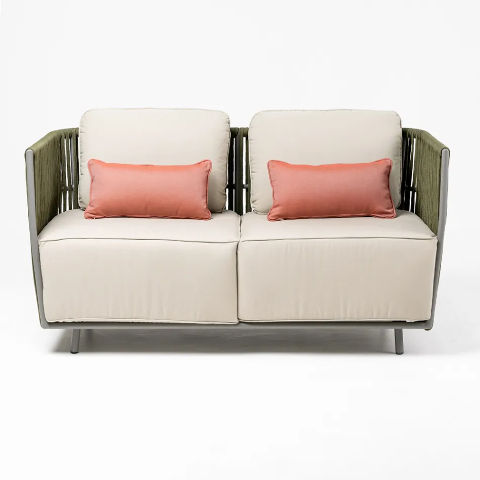 2 Seater Outdoor Sofa in Aluminum and Weaving - Eugene Viadurini