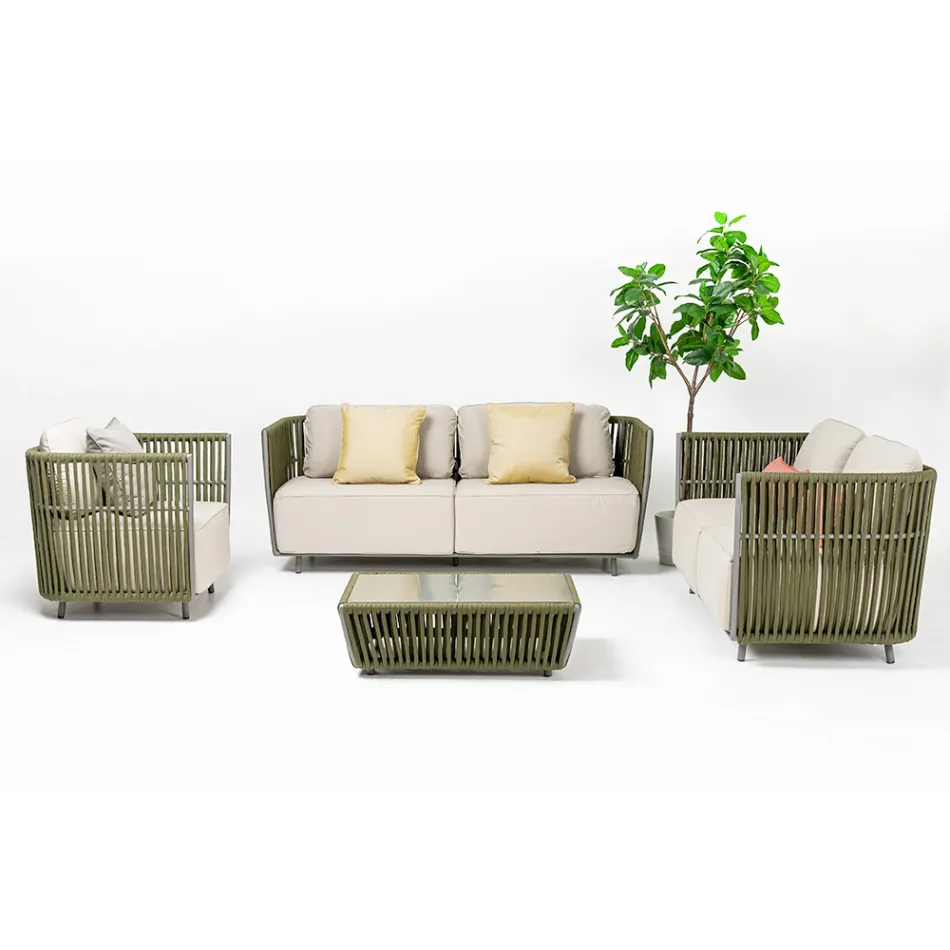 2 Seater Outdoor Sofa in Aluminum and Weaving - Eugene Viadurini