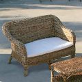 2-Seater Outdoor Sofa in Natural Banana Weaving and Ecru Cushion - Dish